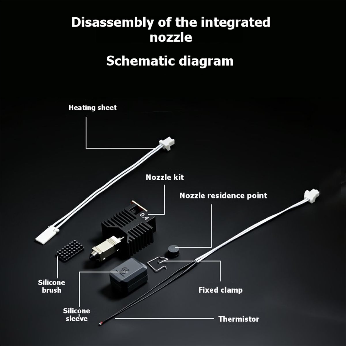 Nozzle 0.4Mm Hardened - NEW FACTORY~For U1 Hotend Ceramic Block
