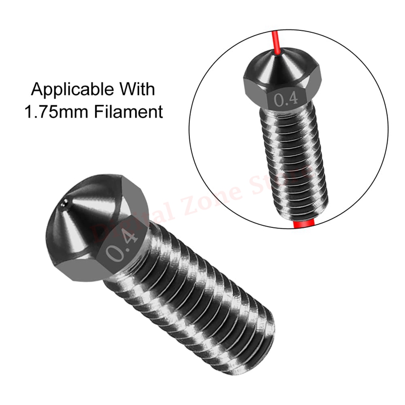 10pcs V6 Hardened Steel Volcan - Nozzle 0.4Mm Hardened ulasan dan harga
