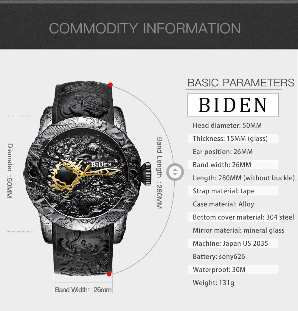 Luxury Gold Dragon Sculpture W - 3D Printing Watch ulasan dan harga