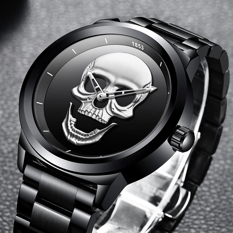 LIGE Skeleto Men Watch Top Bra - 3D Printing Watch ulasan dan harga