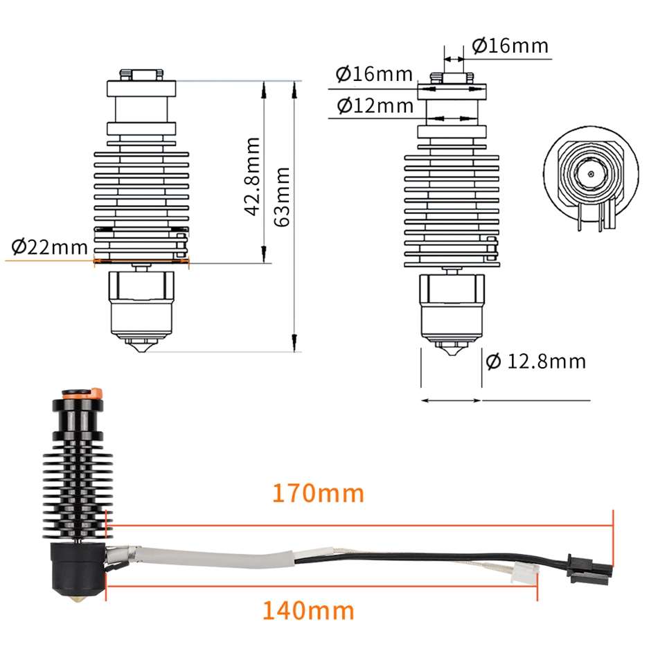 24V E3D V6 Hotend For DDE DDB  - 3D Printing Ender ulasan dan harga