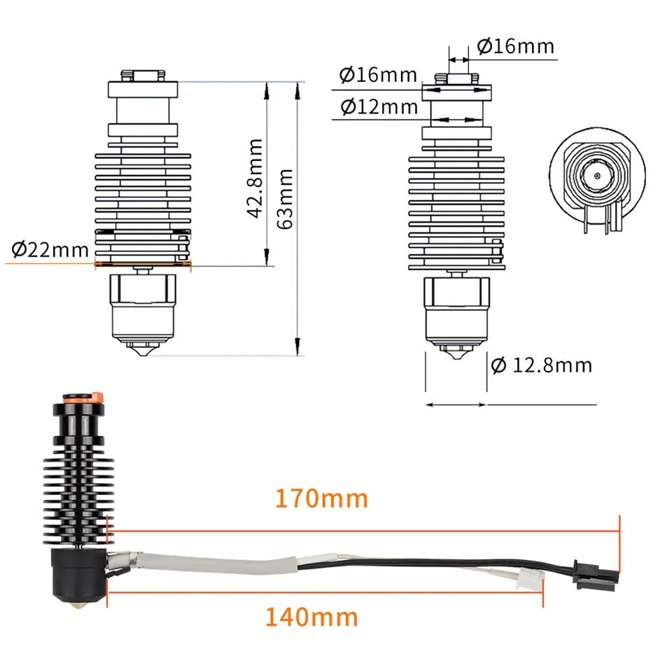 Volcano Hotend E3D V6 24V 50W  - 3D Printing Ender ulasan dan harga